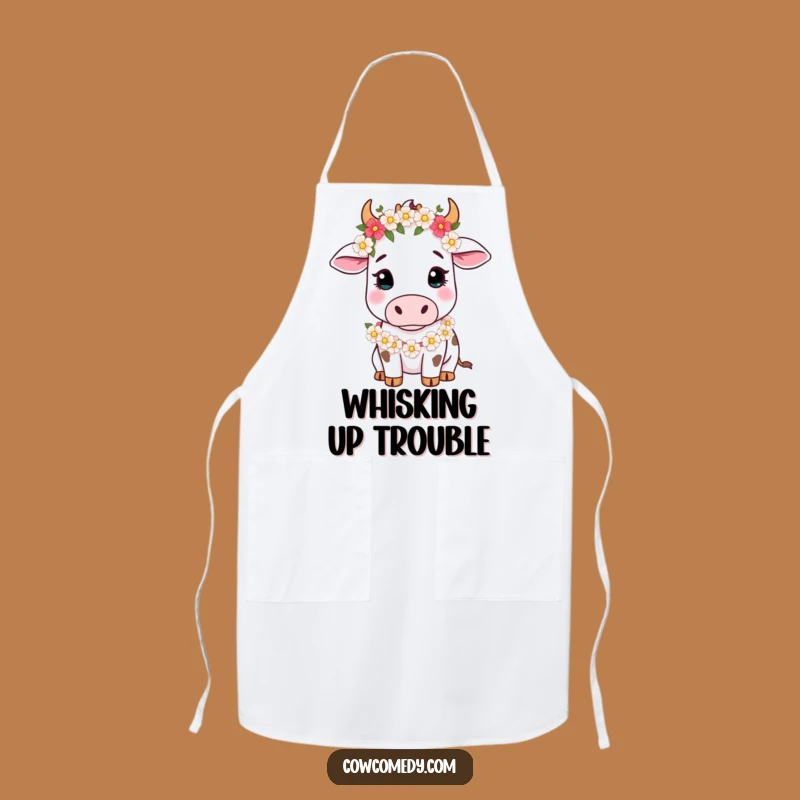 Funny Cow Floral Garland Apron: Kitchen Charm, Practical Funny Gift