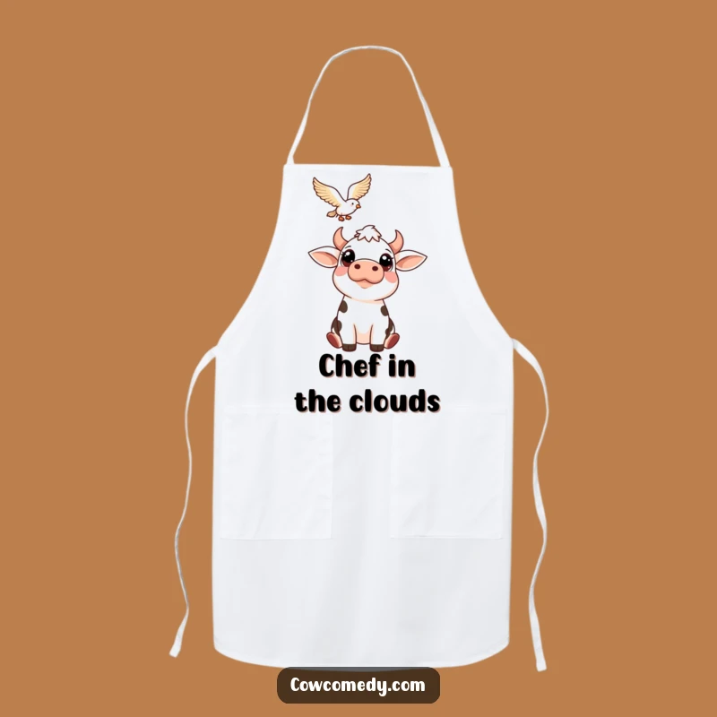 Funny Cow Sky Watcher Kitchen Apron: Cook with Gentle Humor
