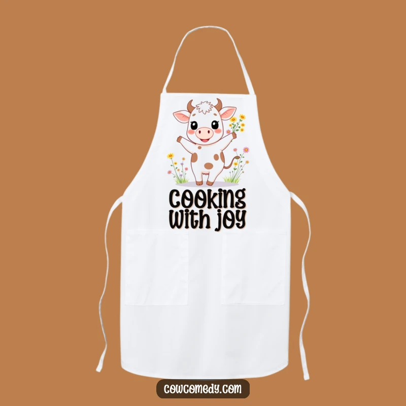 Funny Dancing Cow Wildflower Apron: Cook with Cheer, Charming Funny Gift