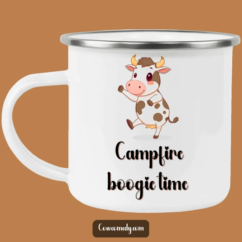 Funny Cheerful Cow Camping Mug: Campfire Dance, Perfect Funny Gift