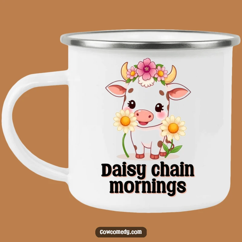 Adventure Ready Kawaii Cow Camping Mug - Funny Daisy Chewer Gift