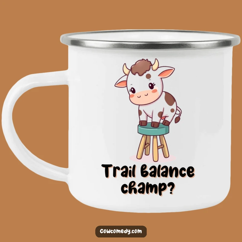 Funny Cow Balancing Stool Camping Mug: Outdoor Humor Gift