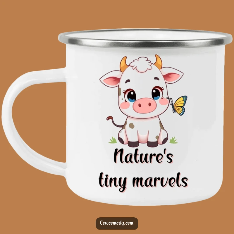 Funny Cow Butterfly Camping Mug - Curious Enamel Cup, Gift Fun