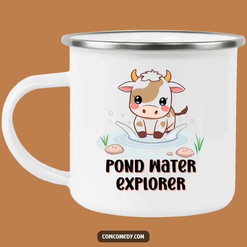 Funny Kawaii Cow Pond Splash Camping Mug - Outdoor Splash Fun, Durable Funny Gift!