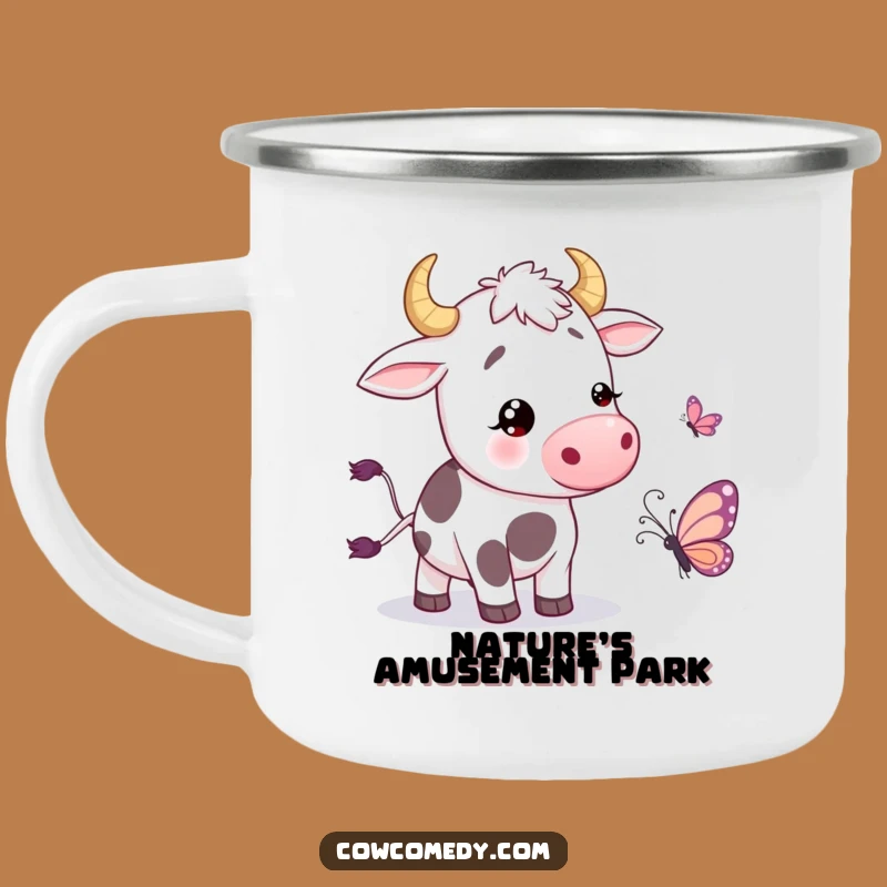 Funny Wiggling Cow Butterfly Camping Mug: Outdoor Fun, Perfect Funny Gift