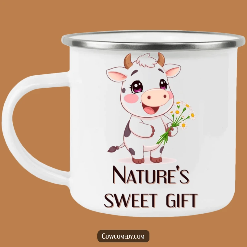 Funny Happy Cow Camping Mug - Daisy Gifter Enamel Cup, Gift Fun