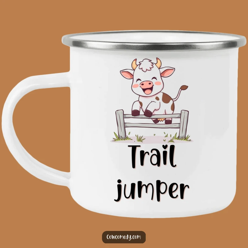 Funny Leaping Cow Camping Mug - Energetic Outdoor Drinkware Gift