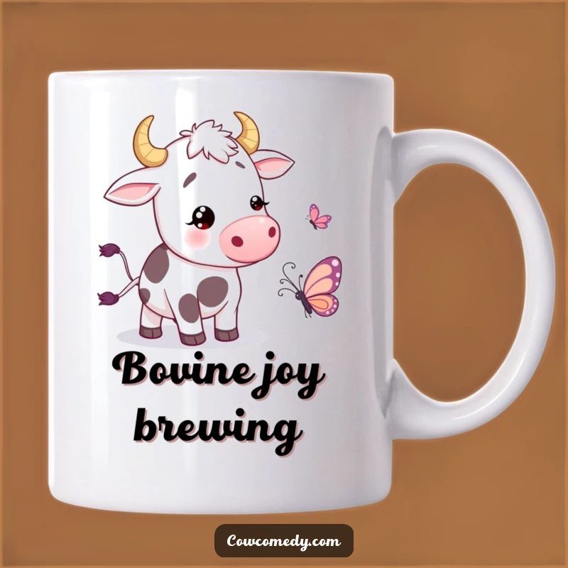 Funny Wiggling Cow Butterfly Mug: Joyful Farm Humor, Perfect Funny Gift