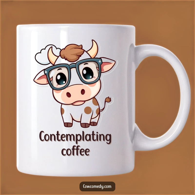 Funny Kawaii Cow Glasses Mug: Thoughtful Cloud-Gazing Cow Gift!