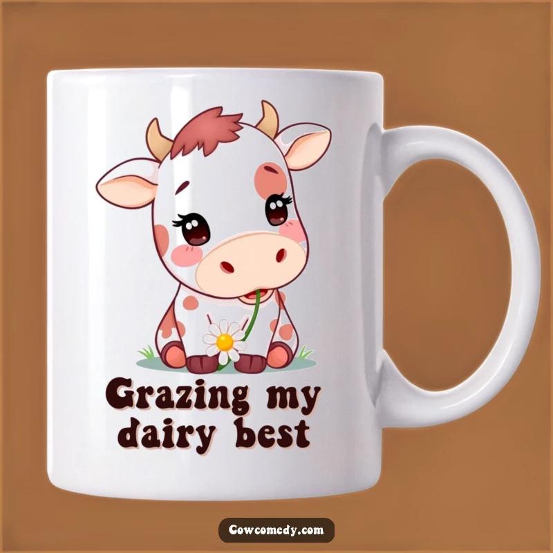 Funny Daisy Chewing Cow Mug - Adorable Spotted Cow Gift
