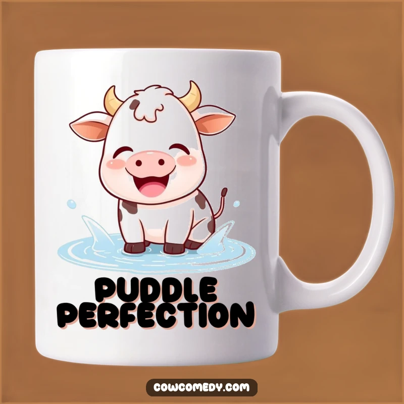 Funny Kawaii Cow Puddle Splash Mug: Joyful & Cute Gift for Cow Lovers