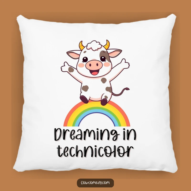 Cozy Funny Rainbow Cow Pillow: Snuggle Up with Whimsical Cheer and Comfort
