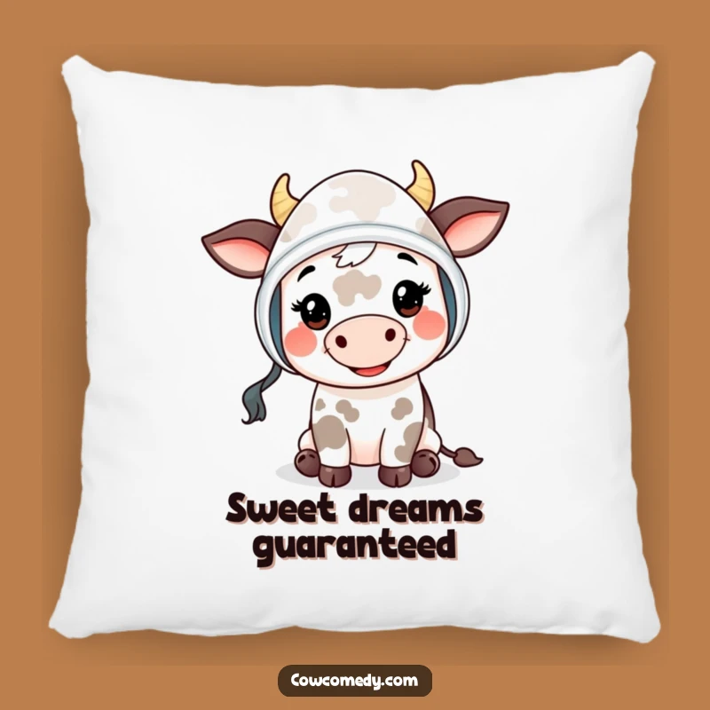 Funny Mooing Cow Kid Throw Pillow - Bonnet Cushion, Cute Gift