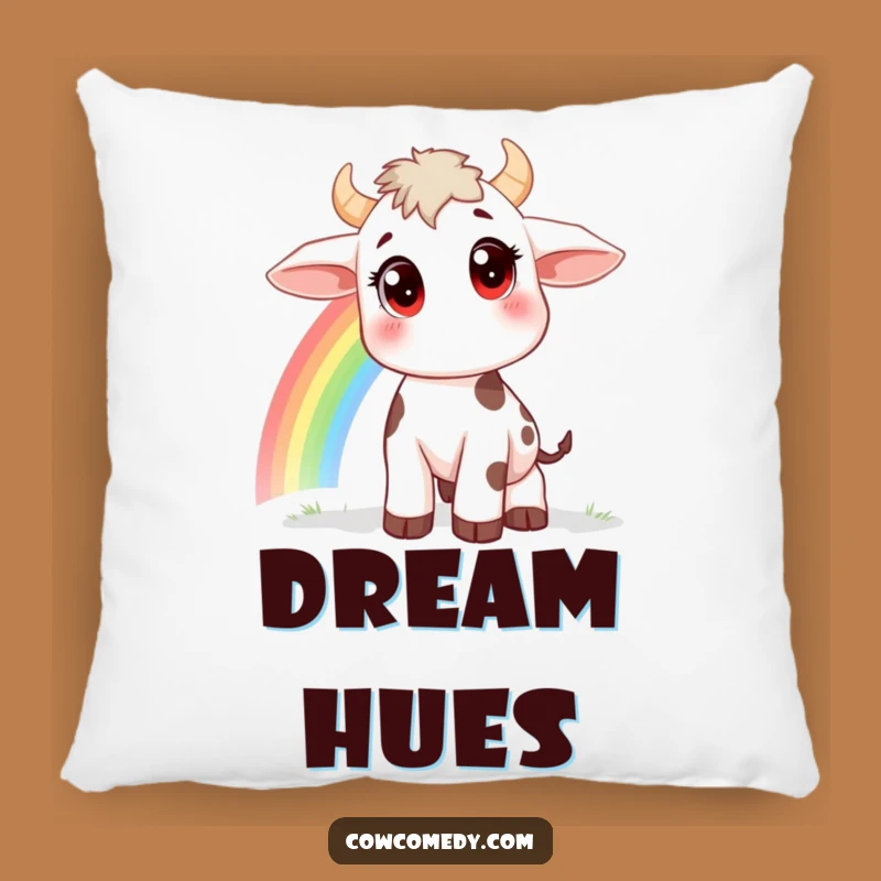 Funny Rainbow Cow Pillow - Curious Big Eyes Comfort Gift