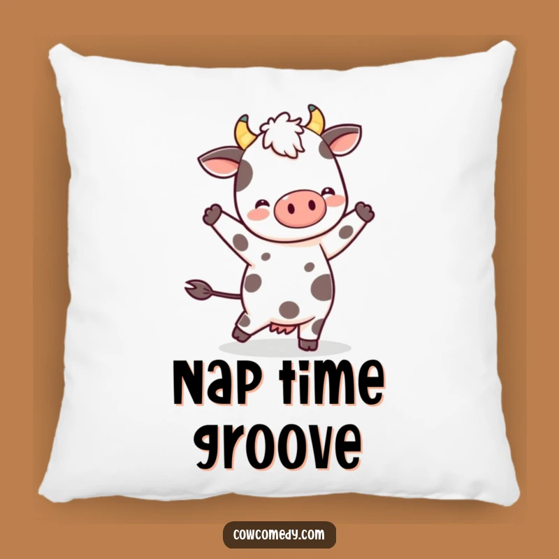 Funny Kawaii Cow Throw Pillow - Spotted Dancer Cushion, Cute Gift