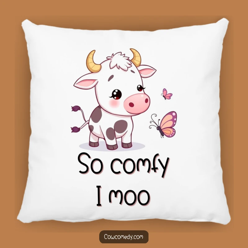 Funny Wiggling Cow Butterfly Pillow: Cozy Smiles, Adorable Funny Gift