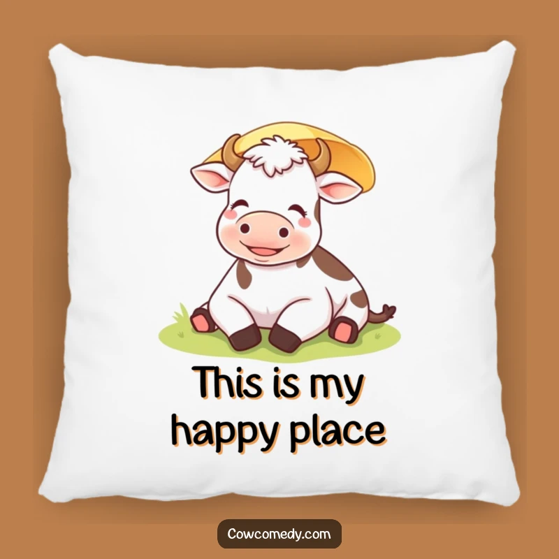 Cozy Funny Content Cow Pillow: Huggable Comfort for Your Serene Space