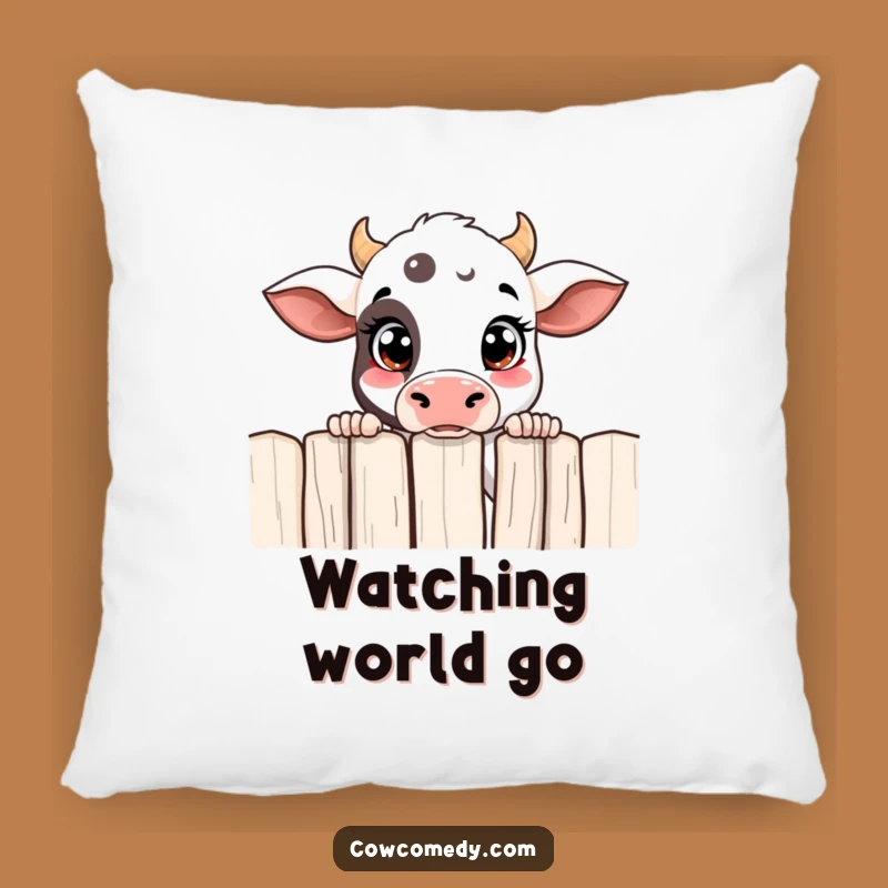 Funny Curious Cow Pillow Peeking Over Fence Cozy Funny Gift