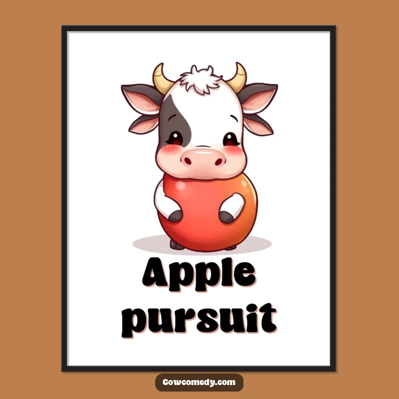 Funny Cow Apple Rolling Digital Art: Instant Playfulness for Your Walls
