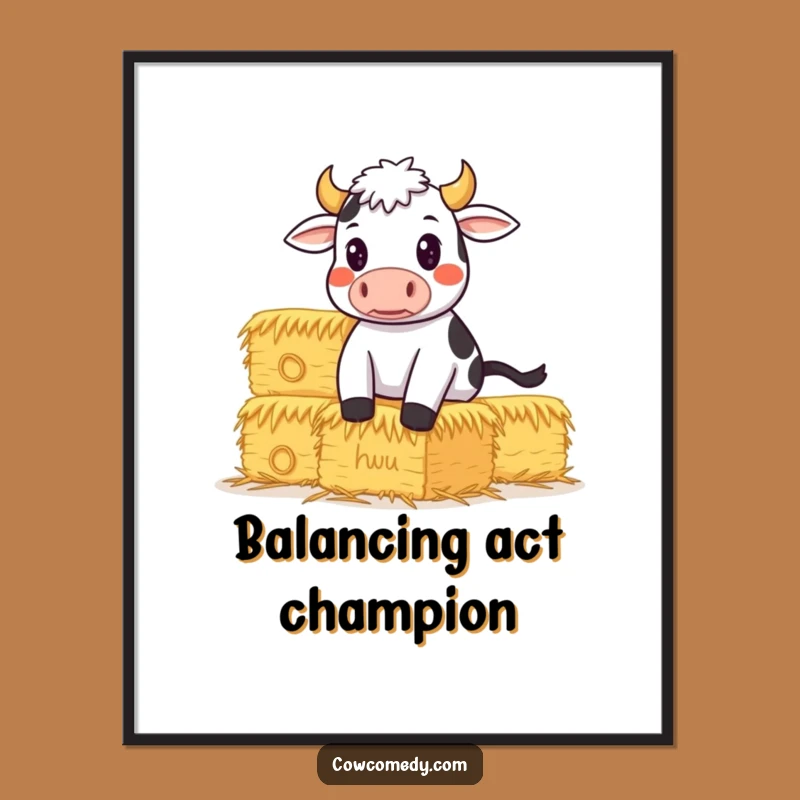 Funny Determined Cow Digital Art: Grit & Goals, Hilarious Gift Download