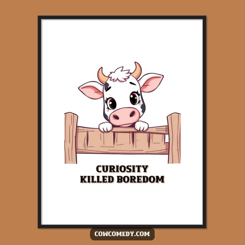 Funny Curious Cow Peeking Digital Print: Instant Intrigue, Ultimate Funny Gift