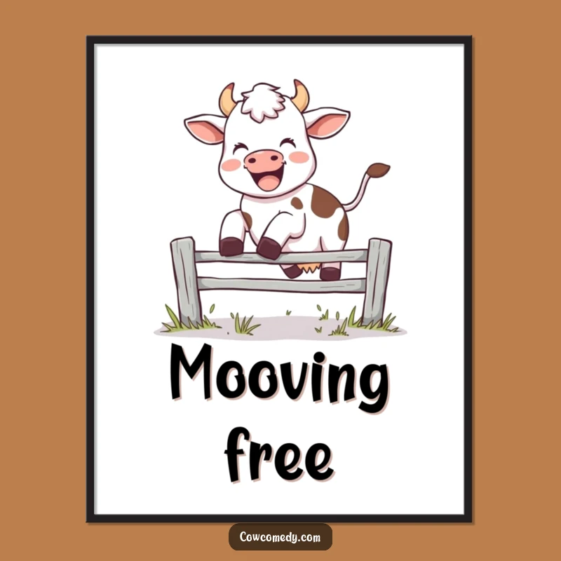 Funny Leaping Cow Digital Art - Joyful Farm Wall Art Gift