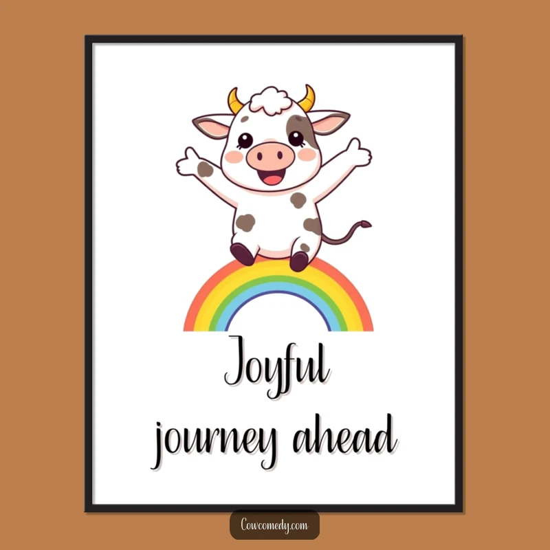 Funny Rainbow Cow Digital Art Print: Instant Joy for Your Walls, Unique Funny Gift