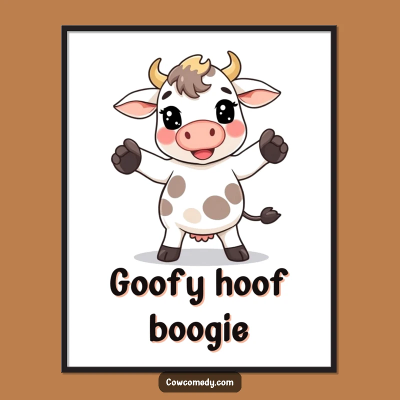 Funny Kawaii Cow Dance Digital Art - Goofy Moves Print, Instant Funny Gift!