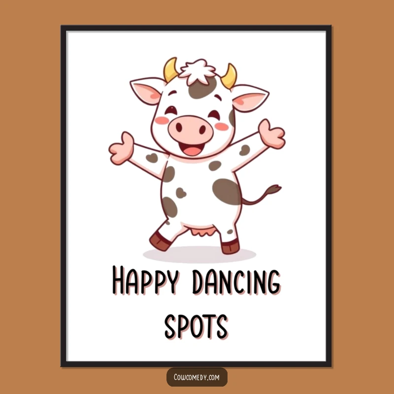 Funny Cheerful Cow Jig Digital Art: Spotted Dancer for Instant Decor