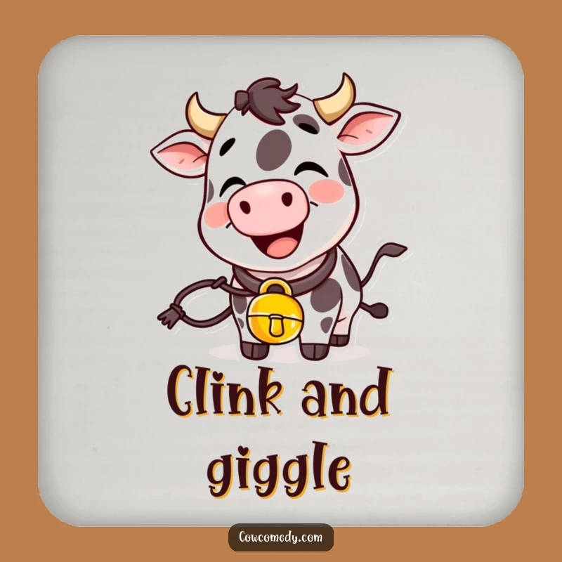 Funny Giggling Cow Coaster Set With Cowbell Protect Surfaces Funny Gift