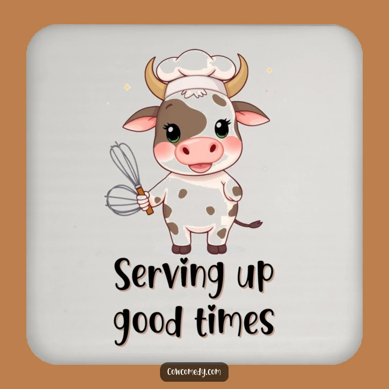 Funny Chef Cow Drink Coaster: Protect Surfaces with Culinary Comedy, Funniest Gift
