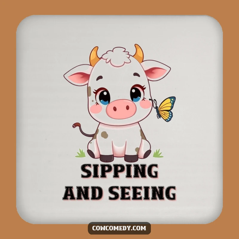 Funny Cow Butterfly Coaster Set - Curious Drink Protection, Gift