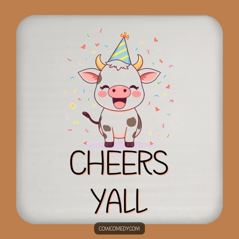 Funny Excited Cow Coaster: Party Protection for Drinks, Gift