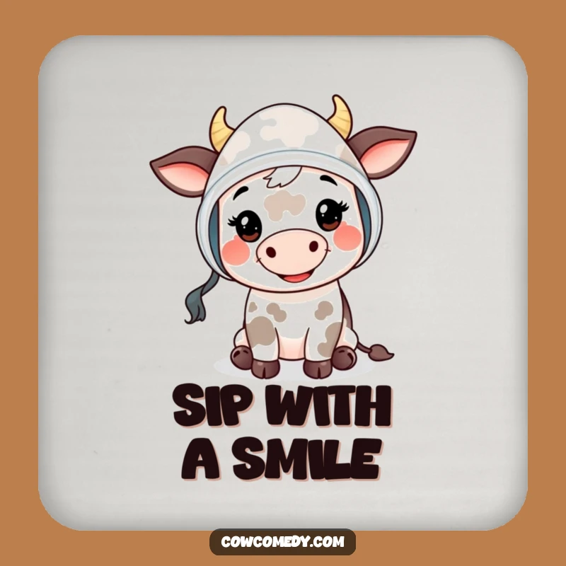 Funny Mooing Cow Kid Coaster Set - Bonnet Drink Protection, Gift