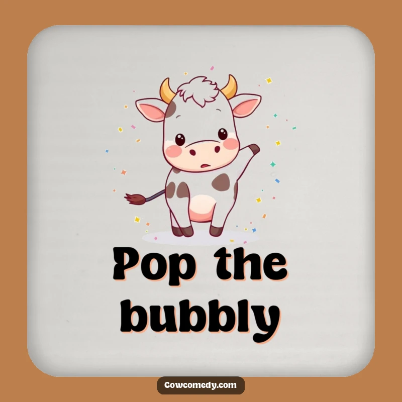 Funny Playful Cow Confetti Coaster: Protect Surfaces, Delightful Funny Gift