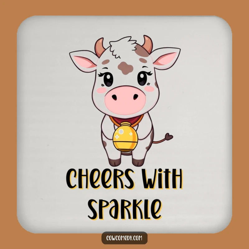 Funny Whimsical Cow Coaster: Sparkle Bell Protection, Chic Funny Gift
