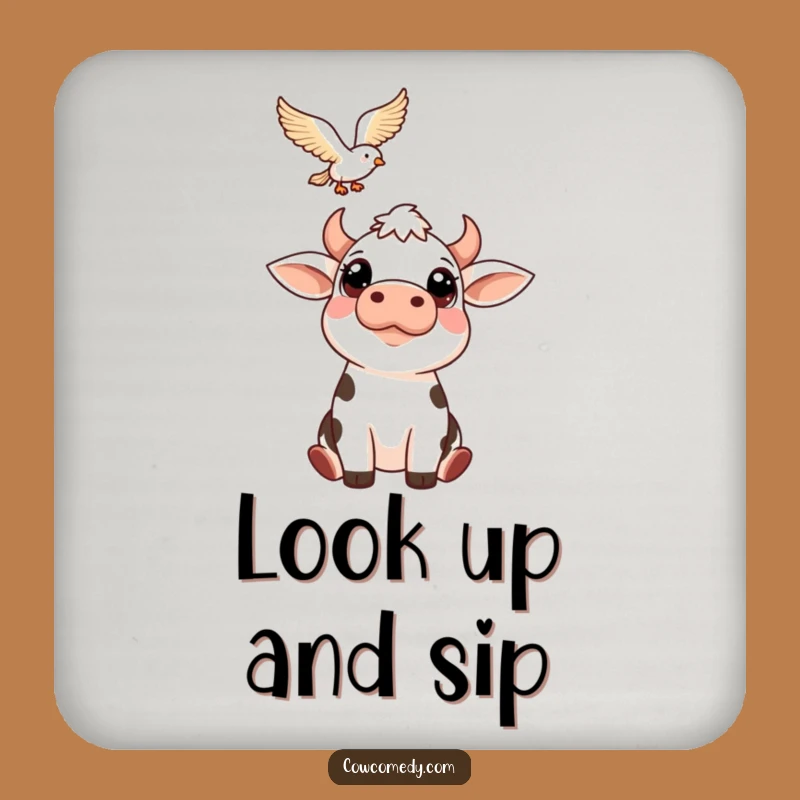 Funny Cow Bird Gazing Drink Coaster Set: Protect Surfaces with Wonder