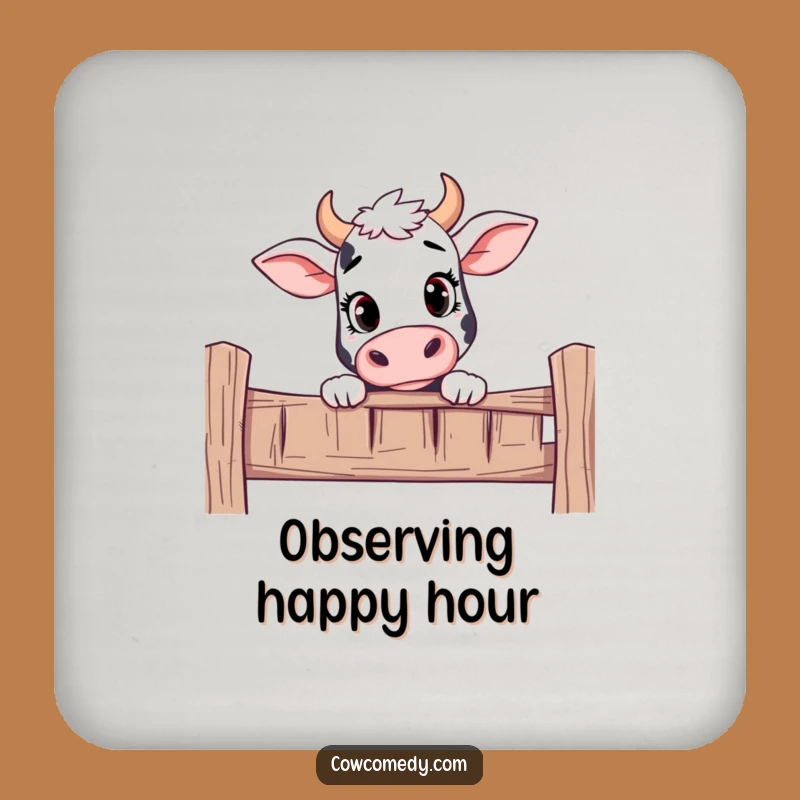 Funny Curious Cow Peeking Coaster: Protect Surfaces, Delightful Funny Gift