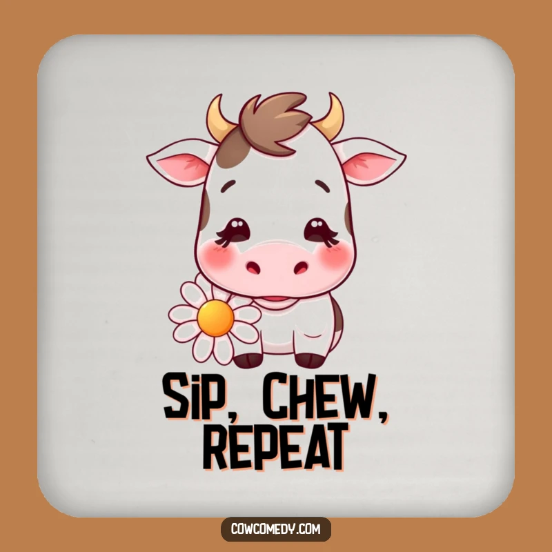 Funny Kawaii Cow Daisy Chew Coaster Set: Protect Surfaces with Cute Charm