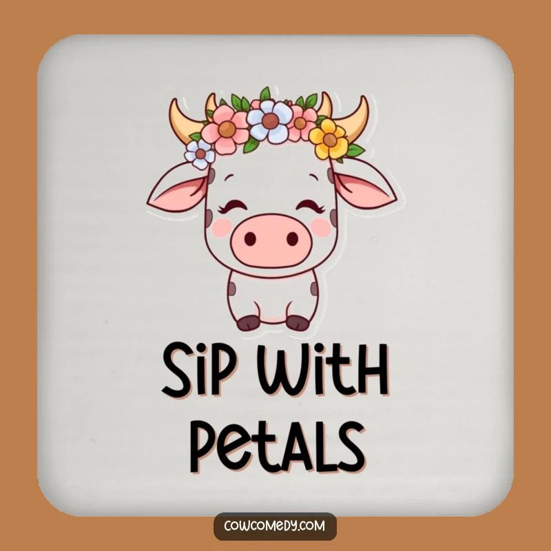 Funny Kawaii Cow Flower Crown Coasters: Protect Surfaces with Serenity