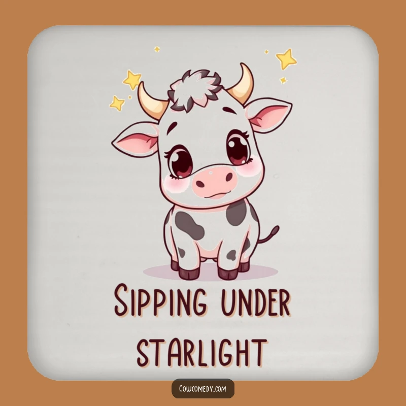 Funny Wondering Cow Catching Stars Coaster: Protect Surfaces, Delightful Funny Gift