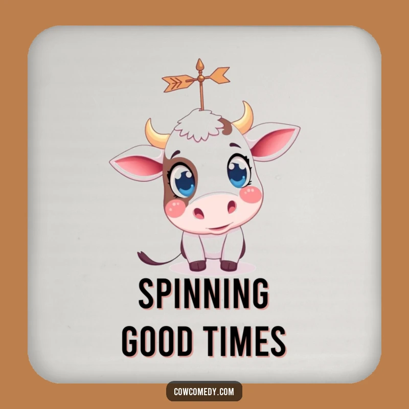 Funny Curious Cow Weather Vane Coaster - Kawaii Drink Decor Gift