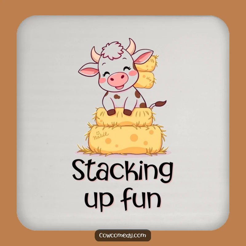 Funny Giggling Cow Coaster: Hay Bale Protection, Chic Funny Gift