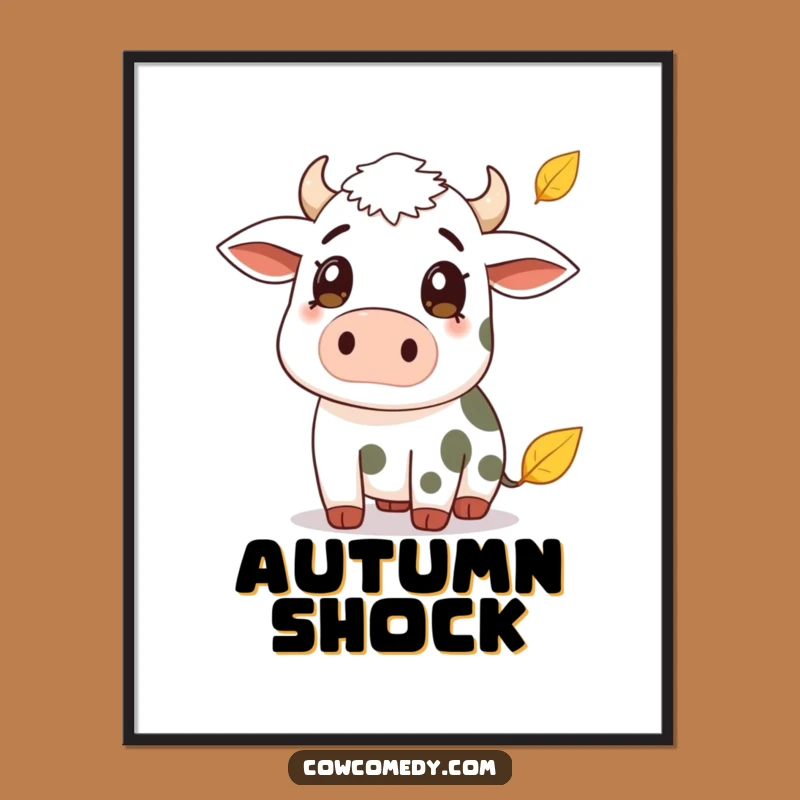 Funny Cow Autumn Surprise Wall Art Poster: Bring Seasonal Humor Home