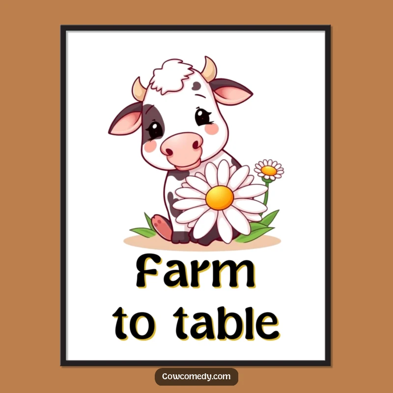 Funny Cow Daisy Wall Art Poster: Bring Farmyard Humor Home
