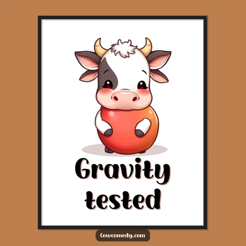 Funny Cow Apple Rolling Wall Art Poster: Bring Playful Joy Home