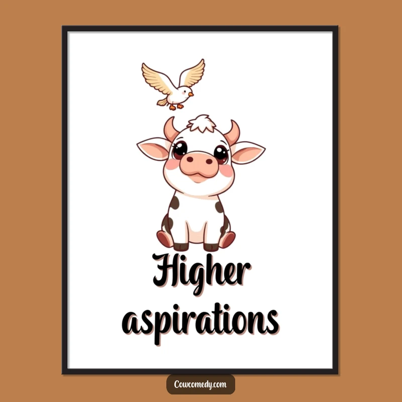 Funny Cow Bird Gazing Wall Art Poster: Bring Gentle Humor Home