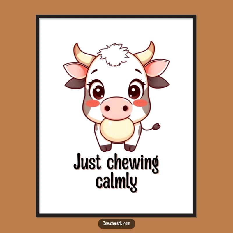 Funny Cow Cud Chewer Poster: Innocent Farm Art for Hilarious Decor