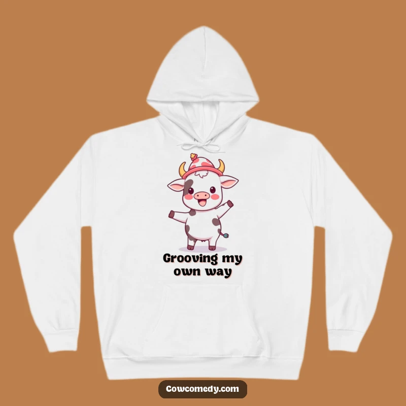 Cozy Dancing Cow Hoodie - Funny Kawaii Silly Hat Comfort Gift