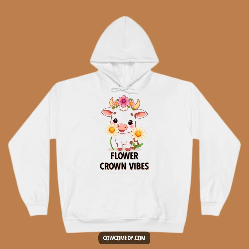 Cozy Kawaii Cow Flower Crown Hoodie - Funny Daisy Chewing Comfort Gift